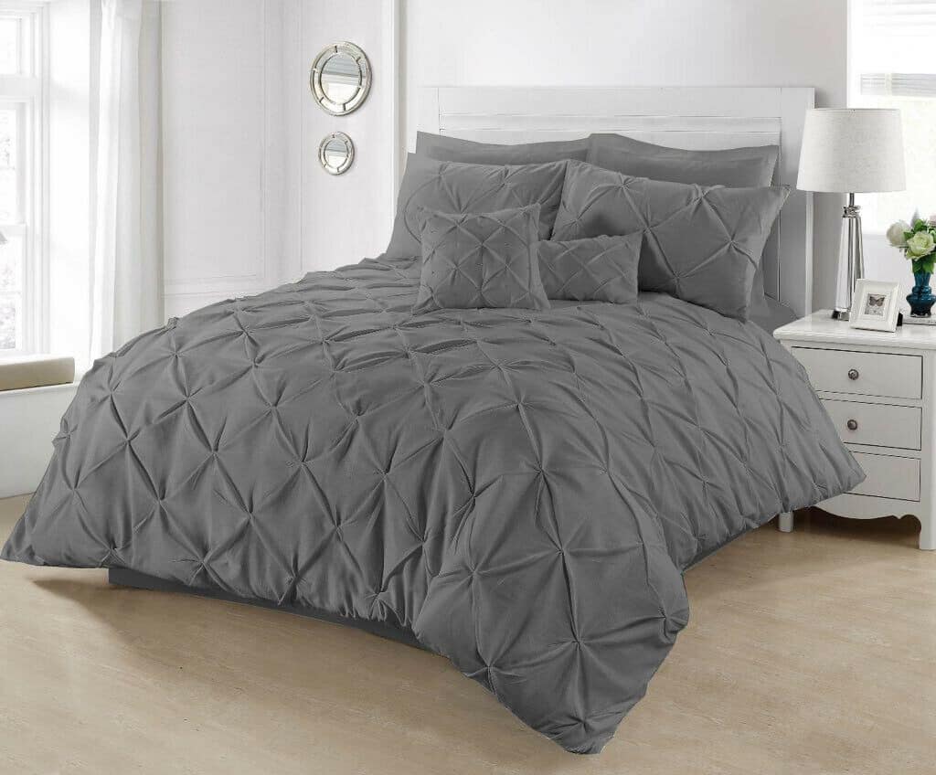 Pintuck Duvet Set  Cotton Quilt Cover All UK Sizes Bedding Sets