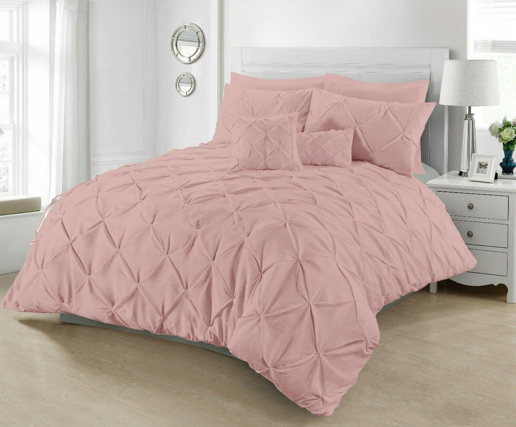 Pintuck Duvet Set  Cotton Quilt Cover All UK Sizes Bedding Sets