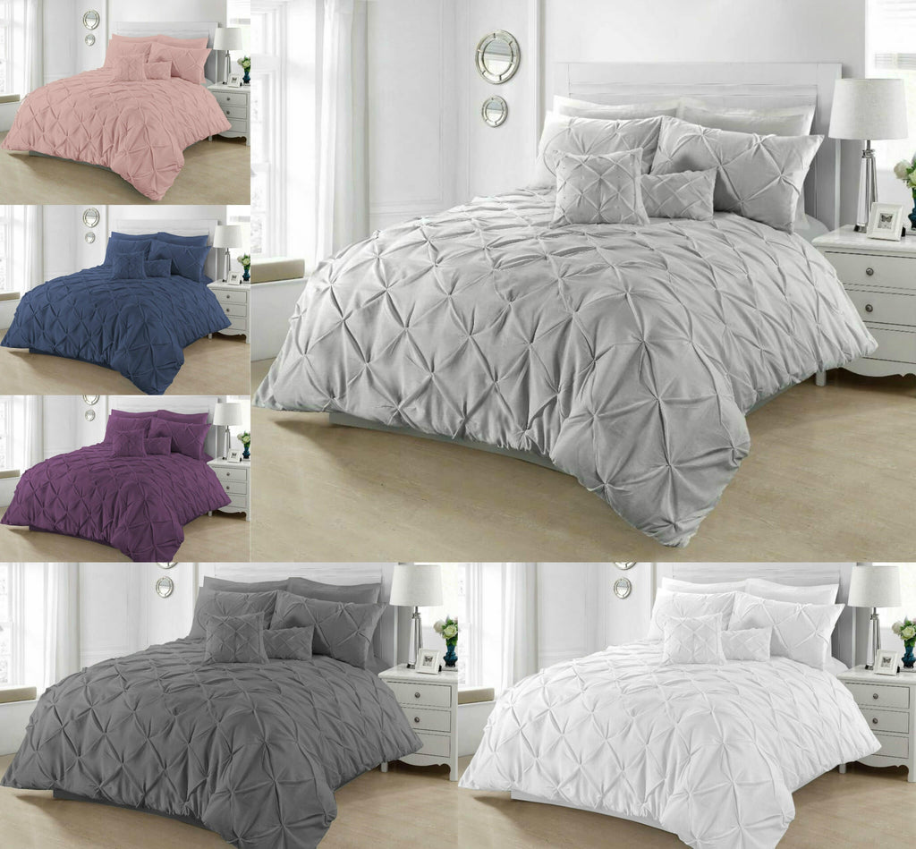 Pintuck Duvet Set  Cotton Quilt Cover All UK Sizes Bedding Sets