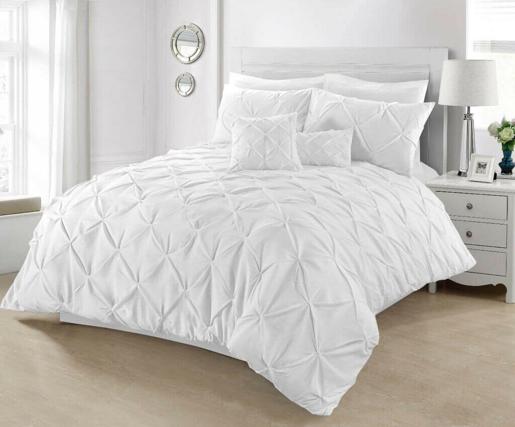 Pintuck Duvet Set  Cotton Quilt Cover All UK Sizes Bedding Sets