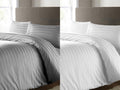 400 Thread Count Satin Stripe Duvet Cover 100% Egyptian Cotton Bedding White Grey